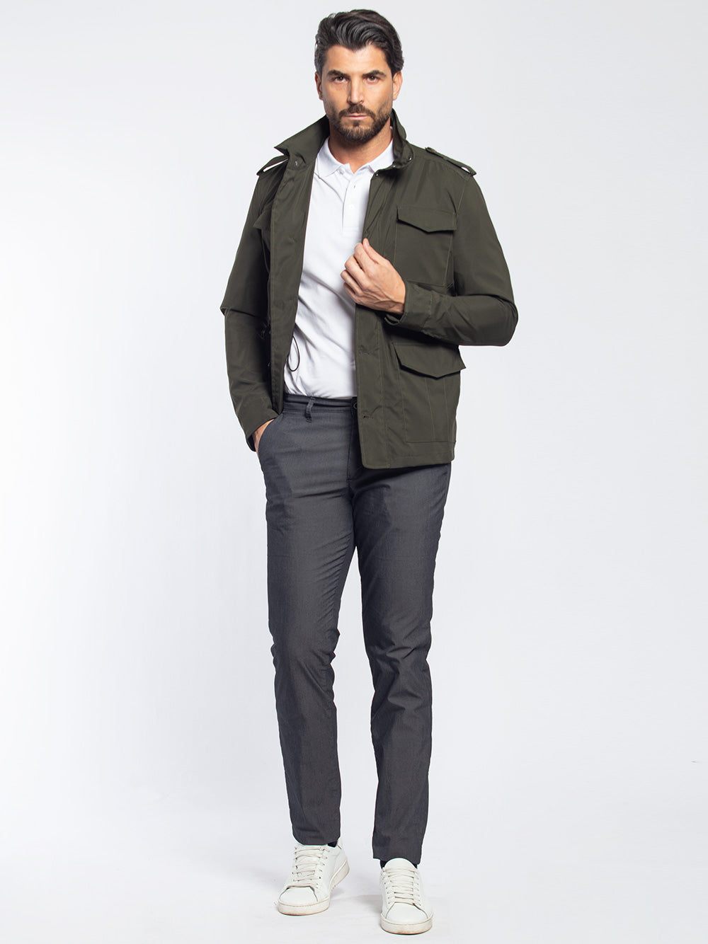 Field jacket in tessuto tecnico