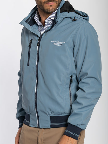 Bomber in tessuto primaverile con cappuccio staccabile