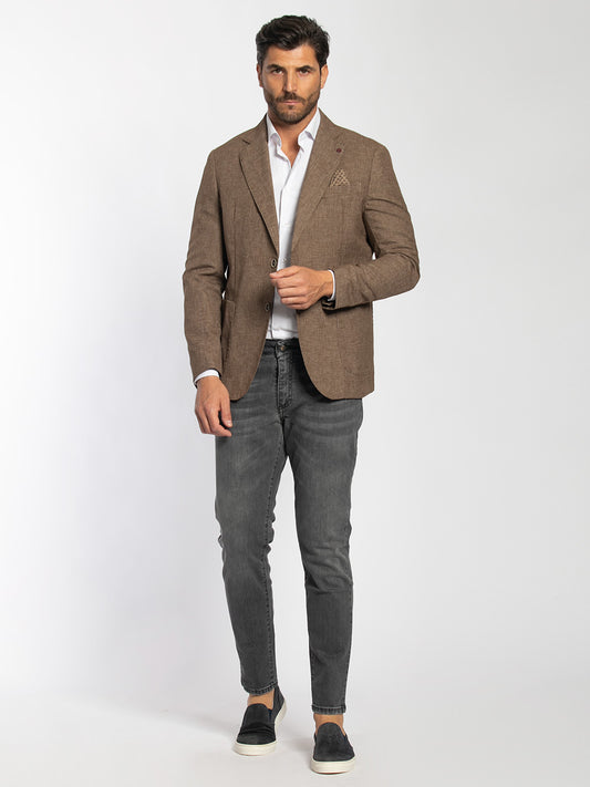 Giacca lino e cotone vestibilità regolare