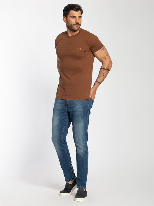 T-shirt a maniche corte in cotone elastico