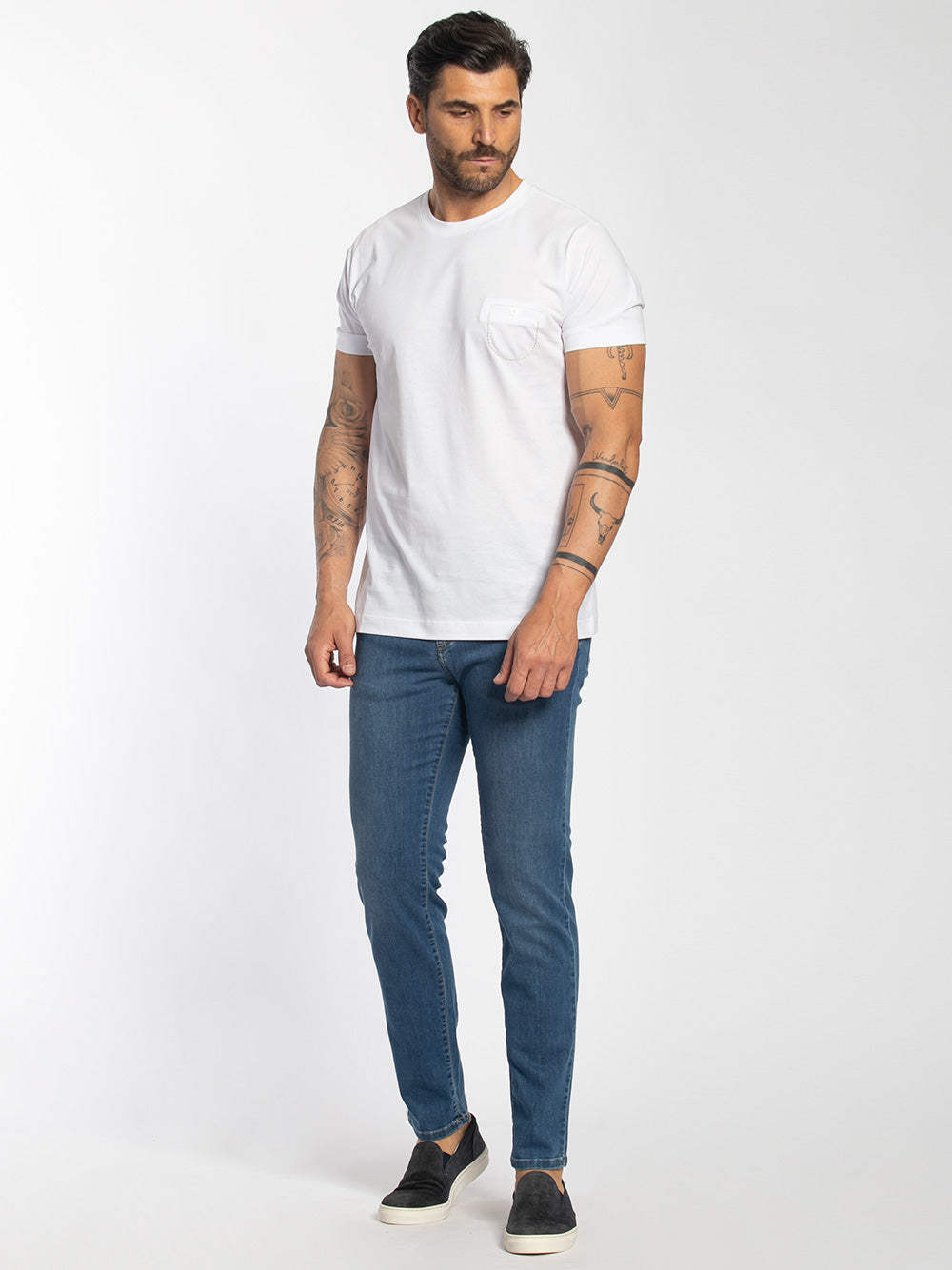 T-shirt a maniche corte in cotone elastico