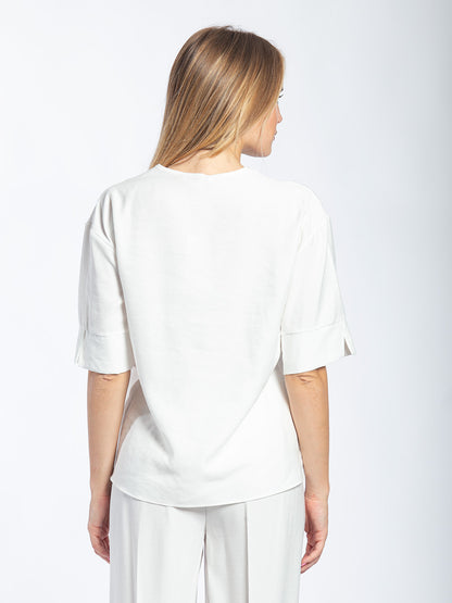Blusa in viscosa scollo a V