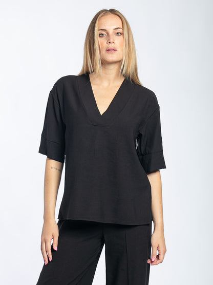 Blusa in viscosa scollo a V