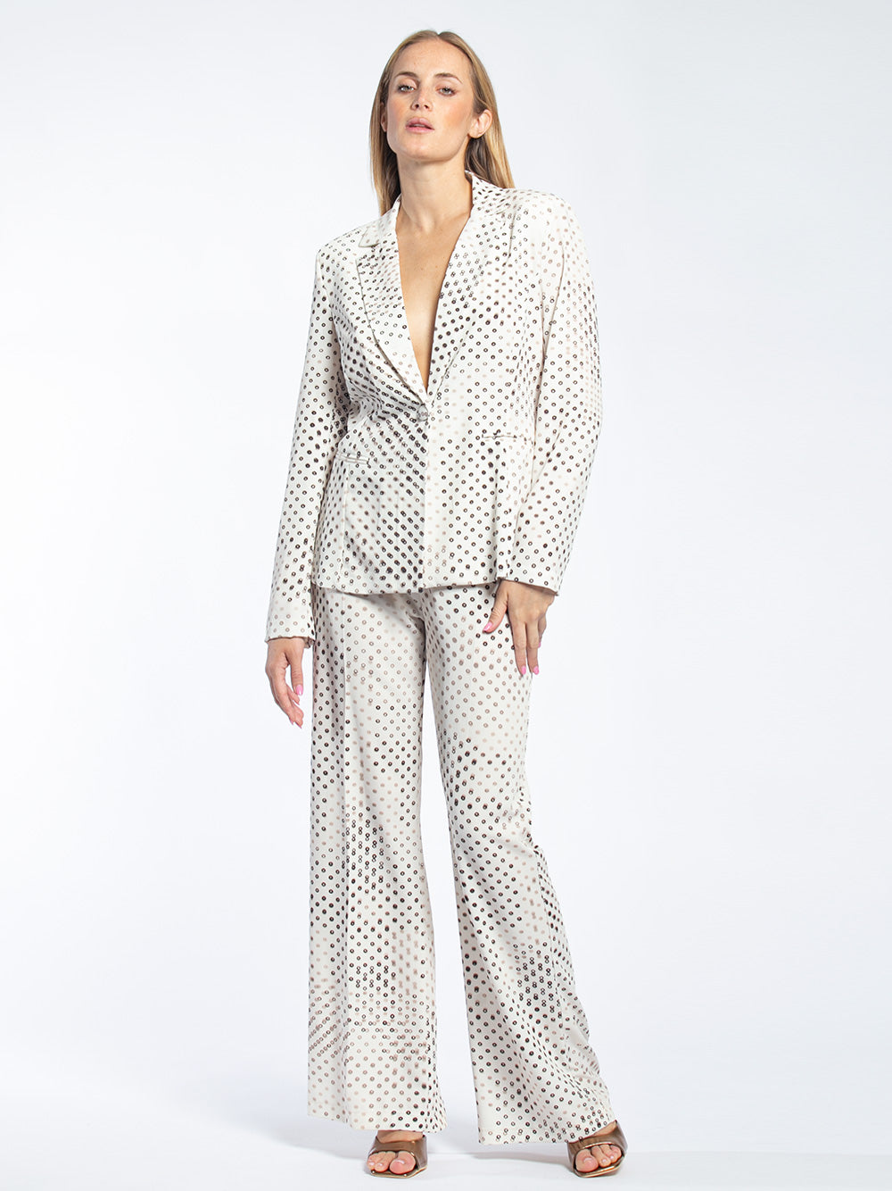 Pantalone tailleur microfantasia