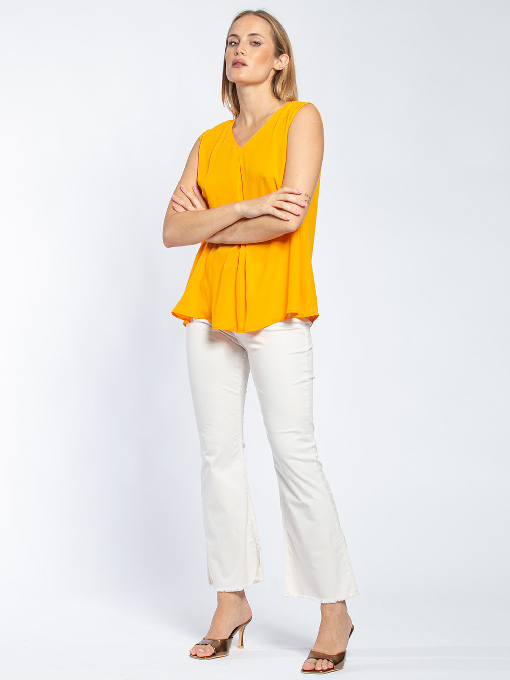 Pantalone a zampetta in cotone elastico