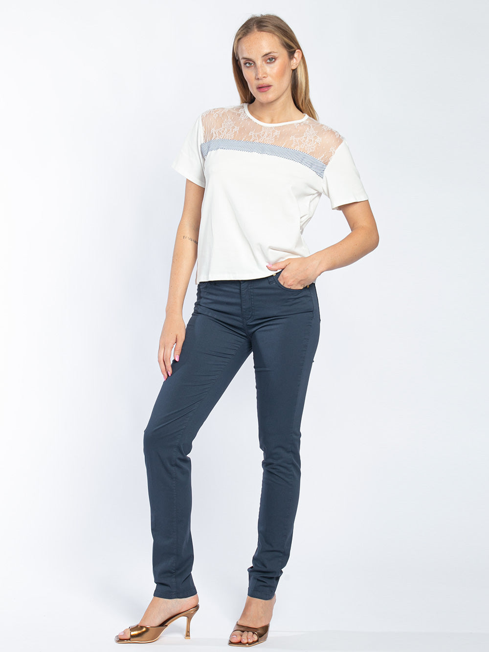 Pantalone cinque tasche in cotone slim fit