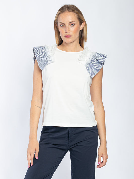 T-shirt giromanica voilant