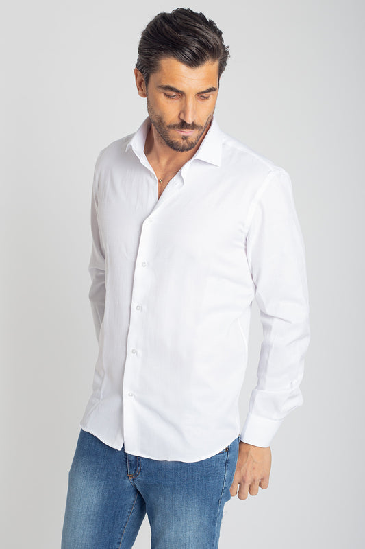 Camicia collo francese tessuto operato