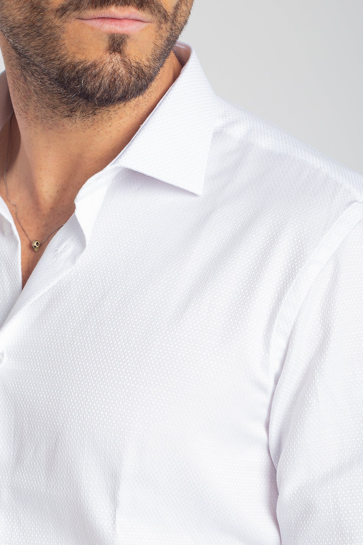 Camicia collo francese tessuto operato