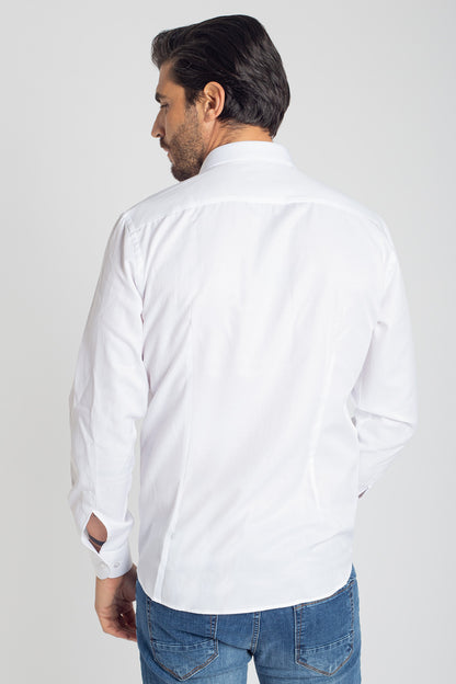 Camicia collo francese tessuto operato