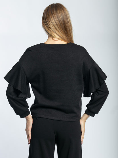 Maglia in viscosa con manica voilant