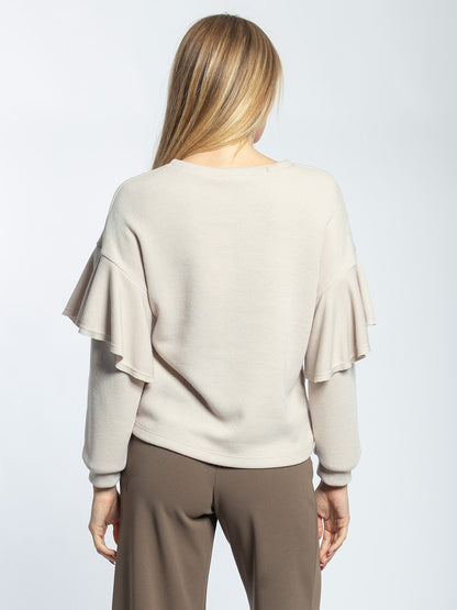 Maglia in viscosa con manica voilant