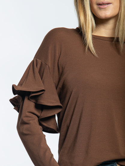 T-shirt in cotone manica voilant