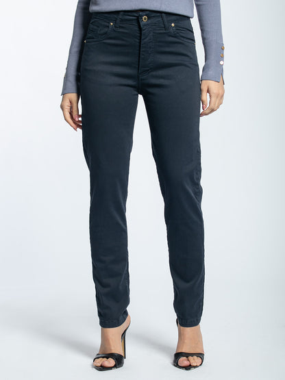 Pantalone in cotone stretch vita alta