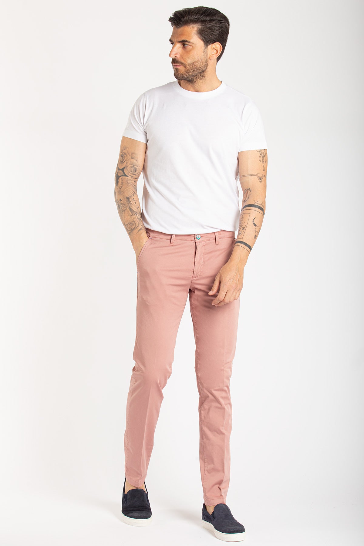 Pantalone chino in raso slim