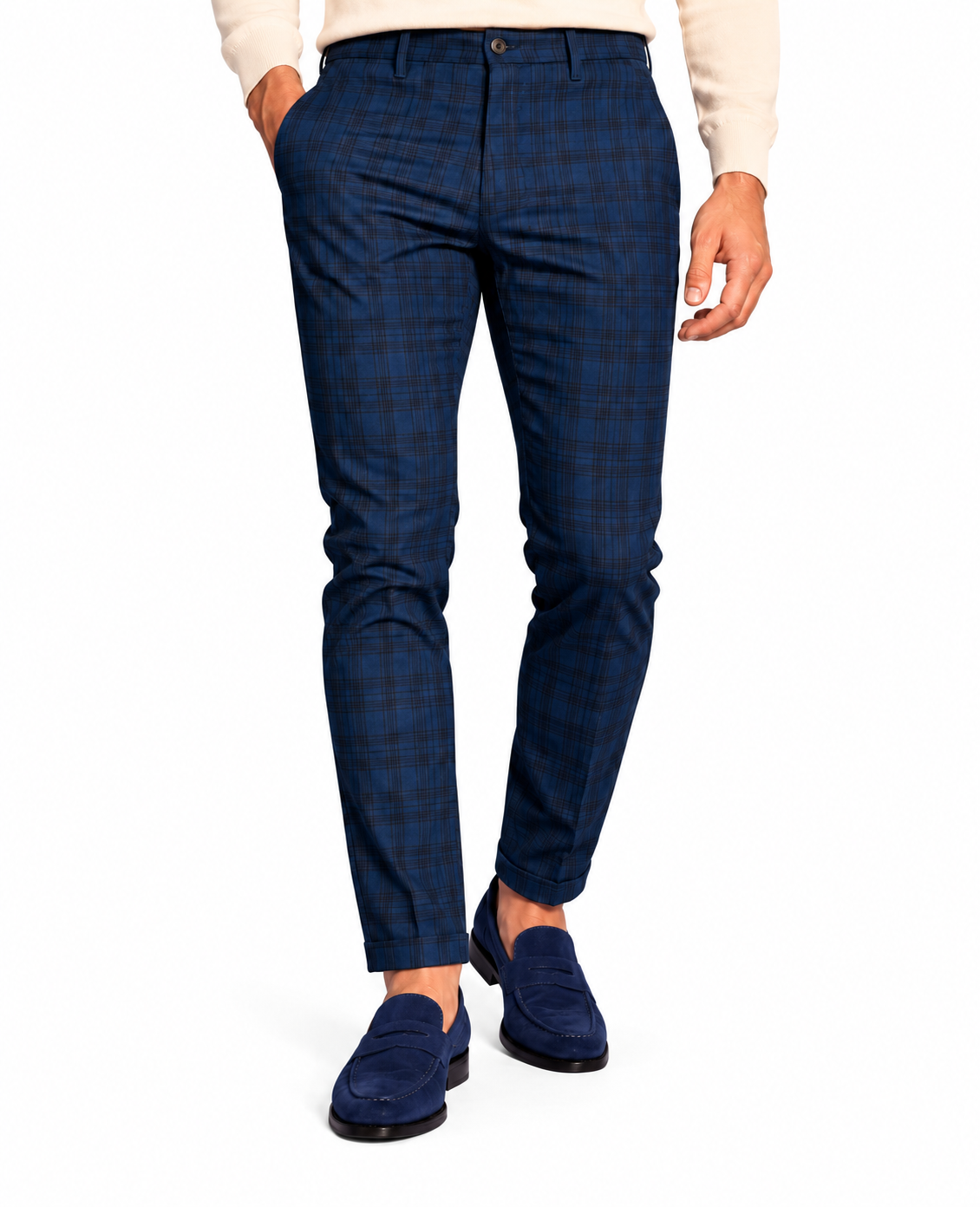 Pantalone in cotone con stampa in galles