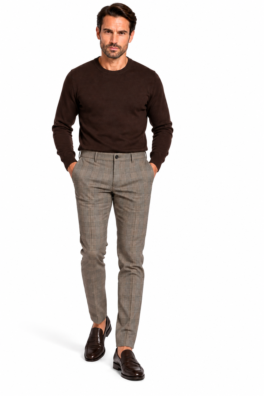 Pantalone in cotone con stampa in galles