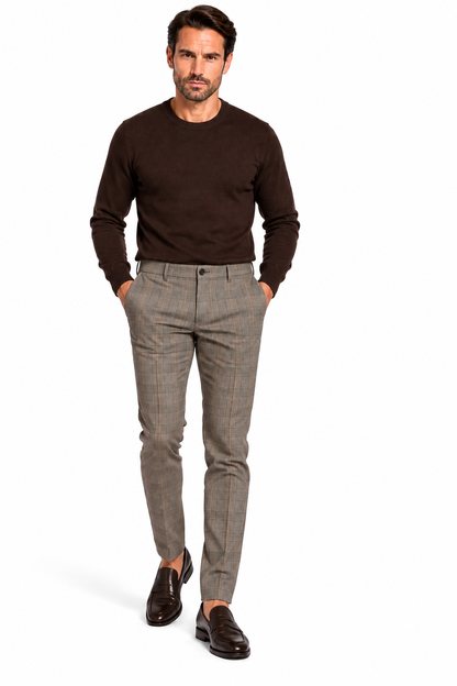 Pantalone in cotone con stampa in galles